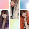Gradient Long Curly Hair Big Wave Chemical Fiber Simulation Hair Women Bangs Full Top Hair Cover(Coral Orange Gradient 68CM)