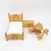 1:12 Mini Doll House Pocket Children Bedroom Small Bear Bed Set(Brown)
