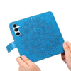 For Samsung Galaxy A36 5G / A56 5G Seven-petal Flowers Embossing Leather Phone Case(Blue)
