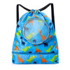 Wet And Dry Separation Waterproof Drawstring Shoulder Beach Swimming Bag For Children Blue L