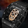 BAOGELA 1612 Skull Silicone Mens Watch Waterproof Sports Quartz Watch( Black Shell White Skull)