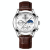 BINBOND B3591 30m Waterproof Luminous Calendar Men Watch, Color: Brown Leather-White-White