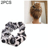 2 PCS Velvet Leopard Hair Ring Gold Velvet Headband Flannel Hair Band Hairball Hair Pocket Flower(Piebald)