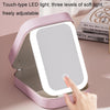 Multifunctional LED Light Cosmetic Mirror Cosmetic Bag Jewelry and Cosmetics Storage Box(White)