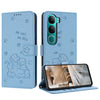 For vivo Y300 Global / V40 Lite IDN Embossed Kitten Phone Leather Case with Lanyard(Blue)