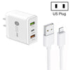 45W PD25W + 2 x QC3.0 USB Multi Port Charger with USB to 8 Pin Cable, US Plug(White)