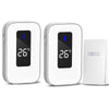 Wireless Doorbell with Temperature Display, 150m Range, US Plug (White)