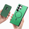 For Samsung Galaxy S25 Ultra 5G Retro Magsafe Card Bag PU Back Cover Phone Case(Green)