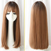 Realistic Long Straight Hair Wig Synthetic Fiber Headgear For Women, Style:Long Honey Pudding 67CM