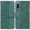 For Sony Xperia 10 III Geometric Embossed Leather Phone Case(Green)