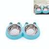 Stainless Steel Double Pet Bowl - Blue - Cat & Dog