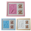 Baby Hand Foot Print Mold Maker Solid Wooden Photo Frame With Cover Fingerprint Mud Set(Pink)