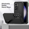 For Samsung Galaxy S24 / S25 5G Rugged PC Hybrid Silicone Phone Case with Holder(Black)