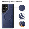 For Samsung Galaxy S25 Ultra 5G Multi-function Holder MagSafe PU Phone Case(Royal Blue)