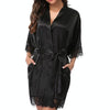 Half Sleeve Robe Women Faux Silk Pajama Sexy Night Dress, Size:M(Blue)