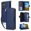 For Samsung Galaxy S24+ 5G Nine-card Slots Zipper Wallet Bag Leather Phone Case(Blue)