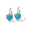 S925 Sterling Silver Heart Turquoise Ear Buckle Women Earrings