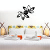 Flower Art Modern Design DIY Removable 3D Crystal Mirror Wall Clock Wall Sticker Living Room Bedroom Decor(Black)