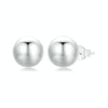 S925 Sterling Silver Platinum Plated Spherical Women Earrings, Size: S
