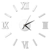 Modern DIY Indoor Roman Wall Clock Mirror Effect 3D Wall Sticker(Silver)