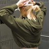 Women Hooded Sweatshirt Sports Hoodie Zipper Drawstring Long Sleeve Top Jacket, Size: L(Apricot)