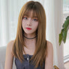 Ladies Long Straight Hair Air Bangs Wig Hair Set, Colour: Honey Tea