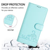 For Asus ROG Phone 8 Cat Rat Embossed Pattern RFID Leather Phone Case with Lanyard(Mint Green)