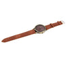 Denim Texture Style Round Dial Retro Digital Display Women & Men Quartz Watch with PU Leather Band(Brown)