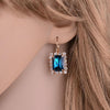 Square Crystal Necklace Earrings Ring For Women Jewelry Sets(Royal Blue)