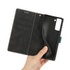 For Samsung Galaxy S21 5G Grid Stitching Leather Phone Case with Lanyard(Black)
