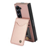 For Samsung Galaxy Z Fold6 AwQuer RFID Vertical Flip Card Bag Holder Leather Phone Case(Rose Gold)