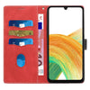 For Samsung Galaxy A34 5G Grid Stitching Leather Phone Case with Lanyard(Red)