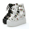 Summer Roman Sandals High Heel Floral Printed Cross Strap Women Shoes, Size: 41(White)