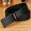 115cm Crocodile Pattern Leather Men Business Belt Without Buckle(Black Brown)