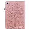 For Samsung Galaxy Tab A8 10.5 2021 SM-X200 / SM-X205 Tree & Deer Pattern Pressed Printing Leather Tablet Case(Pink)