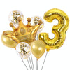 2 PCS Birthday Baby Children Golden Crown Aluminum Film Number Balloon Set Wedding Scene Decoration( Number 3)