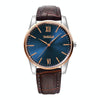YAZOLE Simple Digital Two-color Dial Quartz Men Watch(541 Blue Tray Brown Belt)