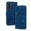 For Samsung Galaxy A56 / A36 Cartoon Sakura Cat Embossed Leather Phone Case(Royal Blue)