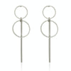 Geometric Hollow Large Small Circle Long Type Alloy Stud Earrings(Silver)