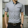 Men Business Shirt Short Sleeves Turn-down Collar Shirt, Size:XXXXXL(Gray)