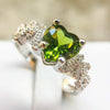 Women Heart Pattern Diamond Ring, Ring Size:10(Green)