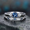 2 PCS/Set Women Fashion Zircon Gemstone Ring 7(Blue)