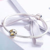 S925 Sterling Silver Golden Heart-shaped Beads DIY Bracelet Accessory