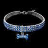 Blue Rhinestone Dog Collar, Small Breed, M (25cm + 5cm)