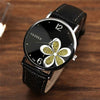 YAZOLE Ladies OL Style Four-leaf Clover Pattern Quartz Watch(338 white plate purple flower leucorrhea)