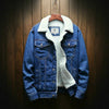 Men Winter Wool Liner Jean Jackets Outerwear Warm Denim Coats, Size:XXXXXXL(Blue)