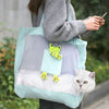 Breathable Canvas Cat Carrier Bag, Green - Large, Portable & Secure