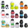 Outdoor Sports Anti-fall Water Bottle Portable Leak-proof Silicone Folding Cup, Shape: Basketball Black(550ml)