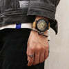 Waterproof Retro PU Leather Strap Quartz Watch(Coffee Band Wooden Dial)