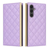 For Samsung Galaxy S24 FE 5G Crossbody Rhombic Sucker Leather Phone Case(Purple)